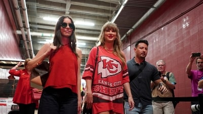Taylor Swift arrives before the start of an NFL football game between the Kansas City Chiefs and the Cincinnati Bengals Sunday, Sept. 15, 2024, in Kansas City, Mo. (AP) Taylor Swift arrives before the start of an NFL football game between the Kansas City Chiefs and the Cincinnati Bengals Sunday, Sept. 15, 2024, in Kansas City, Mo. (AP)