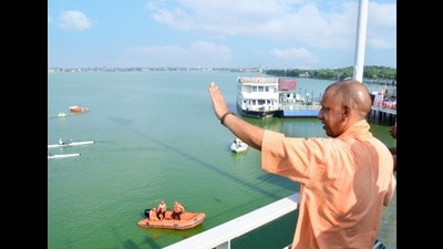 CM Yogi Adityanath inaugurated the state’s first floating restaurant at the Ramgarh lake in Gorakhpur on Thursday. (HT) CM Yogi Adityanath inaugurated the state’s first floating restaurant at the Ramgarh lake in Gorakhpur on Thursday. (HT)