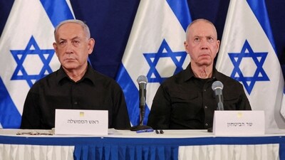 Israeli prime minister Benjamin Netanyahu and Defense Minister Yoav Gallant. (File) (via REUTERS)