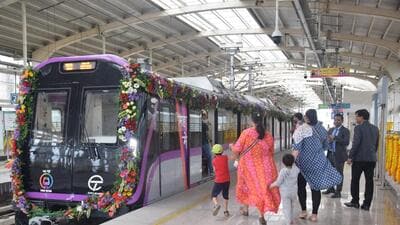 The Pune metro stretch from District Court to Swargate spans 3.64 kilometres and includes three stations — Budhwar Peth, Mandai, and Swargate. In February, a test run was conducted on the route that passes beneath the Mutha riverbed between District Court and Budhwar Peth. (HT FILE)