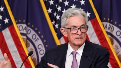 Federal Reserve Board Chair Jerome Powell holds a press conference following a two-day meeting of the Federal Open Market Committee on interest rate policy in Washingto. (Reuters)