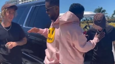 Diddy appears to be patting down Justin Bieber in a 3-year-old video to check for a wire. The video went viral again after Homeland Security raided his LA and Miami homes in the wake of several sexual assault allegations.