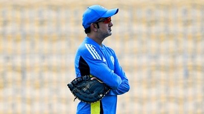 India's head coach Gautam Gambhir looks on during a practice session (AFP)