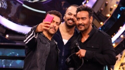 Salman with Rohit and Ajay Salman with Rohit and Ajay