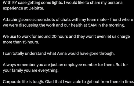 Man shares his experience of working at Deloitte. (Screenshot) Man shares his experience of working at Deloitte. (Screenshot)