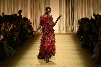 Alek Wek walks the runway during the Roberto Cavalli collection show at Milan's Fashion Week Womenswear Spring / Summer 2025. (Photo by Gabriel BOUYS / AFP) Alek Wek walks the runway during the Roberto Cavalli collection show at Milan's Fashion Week Womenswear Spring / Summer 2025. (Photo by Gabriel BOUYS / AFP)