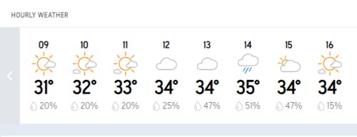 Hourly weather prediction on Day 1 (AccuWeather) Hourly weather prediction on Day 1 (AccuWeather)