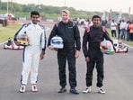 (L-R) Karun Chandhok, Mika Hakkinen and Narain Karthikeyan. (L-R) Karun Chandhok, Mika Hakkinen and Narain Karthikeyan.