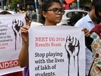 Students stage protest rally against recent scam in NEET and UGC-NET exam (HT Photo)