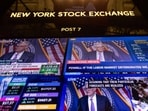Television stations broadcast Jerome Powell, chairman of the US Federal Reserve, speaking after a Federal Open Market Committee (FOMC) meeting on the floor of the New York Stock Exchange (NYSE) in New York, US.