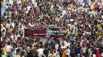 The protesting junior doctors take part in a march to CBI office in Kolkata on Friday. (PTI)