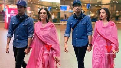 Aditi Rao Hydari and Siddharth were spotted at the Mumbai airport.