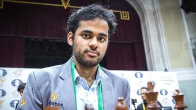 Arjun Erigaisi drew with Vokhidov Shamsiddin at the Chess Olympiad in Budapest on Friday. (FIDE)