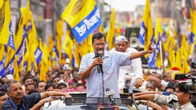 AAP National Convenor Arvind Kejriwal during a roadshow in support of party candidate Adarsh Pal ahead of Haryana Assembly elections, at Jagadhari constituency in Yamunanagar district of Haryana on Friday. (PTI) AAP National Convenor Arvind Kejriwal during a roadshow in support of party candidate Adarsh Pal ahead of Haryana Assembly elections, at Jagadhari constituency in Yamunanagar district of Haryana on Friday. (PTI)
