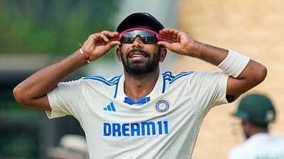 Jasprit Bumrah after taking the wicket of Bangladesh's Taskin Ahmed on the second day of the first test cricket match between India and Bangladesh (PTI) Jasprit Bumrah after taking the wicket of Bangladesh's Taskin Ahmed on the second day of the first test cricket match between India and Bangladesh (PTI)