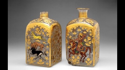 Hunt-themed bottles. These would typically have been used to store perfumed oils. Hunt-themed bottles. These would typically have been used to store perfumed oils.