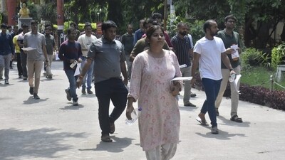 Shortlisted candidates appeared for the Day 1 of UPSC Civil Services Main Examination 2024 at the College of Commerce in Patna. (Santosh Kumar) Shortlisted candidates appeared for the Day 1 of UPSC Civil Services Main Examination 2024 at the College of Commerce in Patna. (Santosh Kumar)