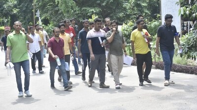Aspirants are seen leaving the exam centre after appearing in the UPSC Civil Services Main Examination 2024 at College of Commerce in Patna. (Santosh Kumar) Aspirants are seen leaving the exam centre after appearing in the UPSC Civil Services Main Examination 2024 at College of Commerce in Patna. (Santosh Kumar)