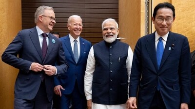 US President Joe Biden, Japanese Prime Minister Fumio Kishida, Indian Prime Minister Narendra Modi and Australian Prime Minister Anthony Albanese during the Quad Leaders Summit at Kantei in Tokyo on May 24, 2022. (AFP) US President Joe Biden, Japanese Prime Minister Fumio Kishida, Indian Prime Minister Narendra Modi and Australian Prime Minister Anthony Albanese during the Quad Leaders Summit at Kantei in Tokyo on May 24, 2022. (AFP)