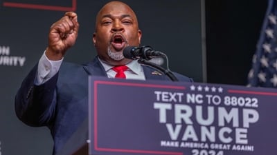 Mark Robinson, a 56-year-old former furniture manufacturer and ally of Donald Trump, won the 2020 election to become the first black lieutenant governor of North Carolina. (Getty Images via AFP) Mark Robinson, a 56-year-old former furniture manufacturer and ally of Donald Trump, won the 2020 election to become the first black lieutenant governor of North Carolina. (Getty Images via AFP)