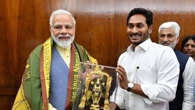 YSR Congress party president YS Jagan Mohan Reddy meeting PM Narendra Modi in New Delhi. (ANI PHOTO) YSR Congress party president YS Jagan Mohan Reddy meeting PM Narendra Modi in New Delhi. (ANI PHOTO)