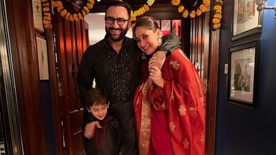 A perfect family portrait after Diwali celebrations featuring Kareena, Saif and Taimur. A perfect family portrait after Diwali celebrations featuring Kareena, Saif and Taimur.