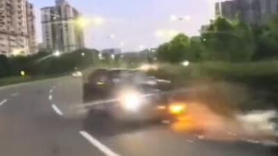 A car collided into a bike ina deadly accident on Golf Course road, Gurugram (Nabila Jamal/X) A car collided into a bike ina deadly accident on Golf Course road, Gurugram (Nabila Jamal/X)