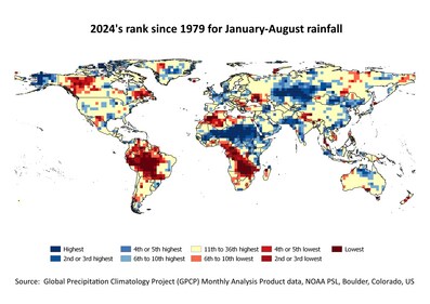 2024's rank since 1979 for Jan-Aug rainfall (Abhishek Jha)