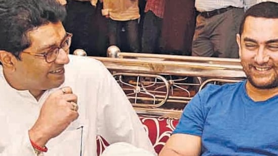 Mumbai, India - 28March 2015: MNS chief Raj Thackeray interact with actors Aamir Khan, Salman Khan during a seminar convened by MNS chief Raj Thackeray to discuss the controversial Mumbai Development Discussion (MDP) in Mumbai, India, on Saturday, March 27, 2015. (HT Photos)