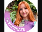 The image shows a UK-based graphic designer who added a “desperate” banner on her LinkedIn profile. The image shows a UK-based graphic designer who added a “desperate” banner on her LinkedIn profile.
