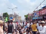 Dharavi residents were seen assembling on the road, sitting in protest against the BMC officials on Saturday.