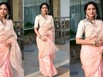 Sobhita Dhulipala turned heads in a blush pink silk saree during her film promotion.