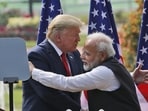 U.S. President Donald Trump and Indian Prime Minister Narendra Modi embrace after giving a joint statement in New Delhi, India, 2020. (AP Photo/Manish Swarup, File) U.S. President Donald Trump and Indian Prime Minister Narendra Modi embrace after giving a joint statement in New Delhi, India, 2020. (AP Photo/Manish Swarup, File)