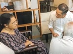 Leader of Opposition in the Lok Sabha Rahul Gandhi speaking with the parents of Anna Sebastian Perayil.