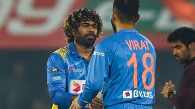 Lasith Malinga reacts after Virat Kohli sledges Shakib Al Hasan using his name during India vs Bangladesh Test (PTI) Lasith Malinga reacts after Virat Kohli sledges Shakib Al Hasan using his name during India vs Bangladesh Test (PTI)