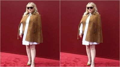 Bridgerton star Nicola Coughlan wowed in a white long-sleeve midi dress, styled with a brown jacket and black oversized sunglasses, exuding absolute chicness. (Instagram) Bridgerton star Nicola Coughlan wowed in a white long-sleeve midi dress, styled with a brown jacket and black oversized sunglasses, exuding absolute chicness. (Instagram)