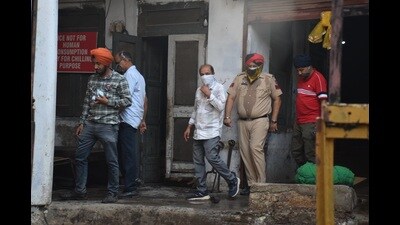 A 65-year-old man was asphyxiated to death due to ammonia leakage in an ice factory near Jalandhar’s Damoria flyover on Saturday. (HT) A 65-year-old man was asphyxiated to death due to ammonia leakage in an ice factory near Jalandhar’s Damoria flyover on Saturday. (HT)