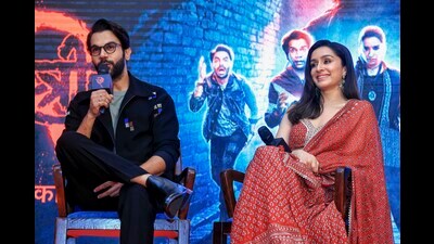 Jaipur: Actors Rajkumar Rao and Shraddha Kapoor address a press conference of film 'Stree -2', in Jaipur, Friday, Aug. 9, 2024. (PTI Photo) (PTI) Jaipur: Actors Rajkumar Rao and Shraddha Kapoor address a press conference of film 'Stree -2', in Jaipur, Friday, Aug. 9, 2024. (PTI Photo) (PTI)