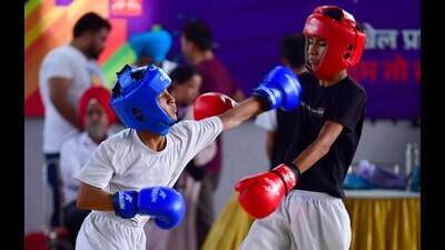 Players in action during Khedan Watan Punjab Diyan Ludhiana on Saturday, September 21, 2024. (Manish/Hindustan Times)