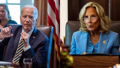 On Friday, First Lady Jill Biden conducted a Cabinet meeting and celebrated The West Wing's anniversary, raising questions about President Biden's leadership. (Bloomberg) On Friday, First Lady Jill Biden conducted a Cabinet meeting and celebrated The West Wing's anniversary, raising questions about President Biden's leadership. (Bloomberg)