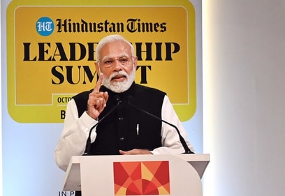 PM Modi at the Hindustan Times Leadership Summit in 2023 (HT Archive/Sanchit Khanna)