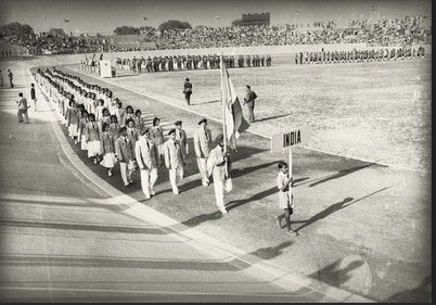 The India contingent at the opening of the first Asian Games, held in Delhi in 1951. (PERMASHWARI DAYAL COLLECTION/SUNIL MALHOTRA)