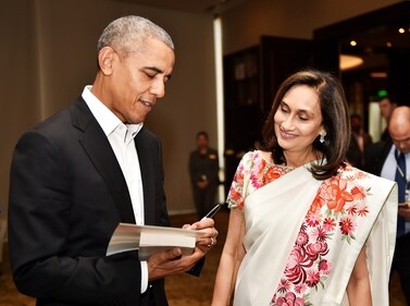 Former US President Barack Obama with HT Chairperson and Editorial Director Shobhana Bhartia at the Hindustan Times Leadership Summit in 2017. (HT ARCHIVE) Former US President Barack Obama with HT Chairperson and Editorial Director Shobhana Bhartia at the Hindustan Times Leadership Summit in 2017. (HT ARCHIVE)