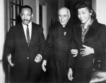 Nehru with Dr Martin Luther King Jr, and Coretta Scott King in New Delhi in 1959. (Getty Images) Nehru with Dr Martin Luther King Jr, and Coretta Scott King in New Delhi in 1959. (Getty Images)