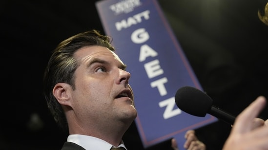 Rep. Matt Gaetz, R-Fla., speaks to reporters in the spin room after a presidential debate between Republican presidential nominee former President Donald Trump and Democratic presidential nominee Vice President Kamala Harris, Tuesday, Sept. 10, 2024, in Philadelphia. (AP Photo/Matt Rourke) (AP)