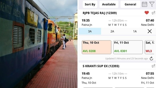 A journalist shared this screenshot while complaining about not getting lower berths for senior citizens. (X/@NidhiShreeJha, Unsplash/Omkar Jadhav)