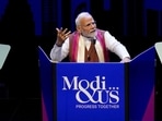 Prime Minister of India Narendra Modi speaks at an event in Uniondale, N.Y., Sunday, Sept. 22, 2024.