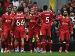 Luis Diaz (C) celebrates with teammates after scoring his team's first goal during the English Premier League football match between Liverpool and Bournemouth Luis Diaz (C) celebrates with teammates after scoring his team's first goal during the English Premier League football match between Liverpool and Bournemouth