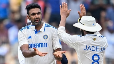 India's Ravichandran Ashwin (L) celebrates with his teammate Ravindra Jadeja (AFP) India's Ravichandran Ashwin (L) celebrates with his teammate Ravindra Jadeja (AFP)