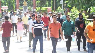 The exam was held in two shifts. The first shift was held from 9 am to 12 noon, and the second shift was conducted from 2.30 pm to 5.30 pm. (Photo Credits: Santosh Kumar) The exam was held in two shifts. The first shift was held from 9 am to 12 noon, and the second shift was conducted from 2.30 pm to 5.30 pm. (Photo Credits: Santosh Kumar)